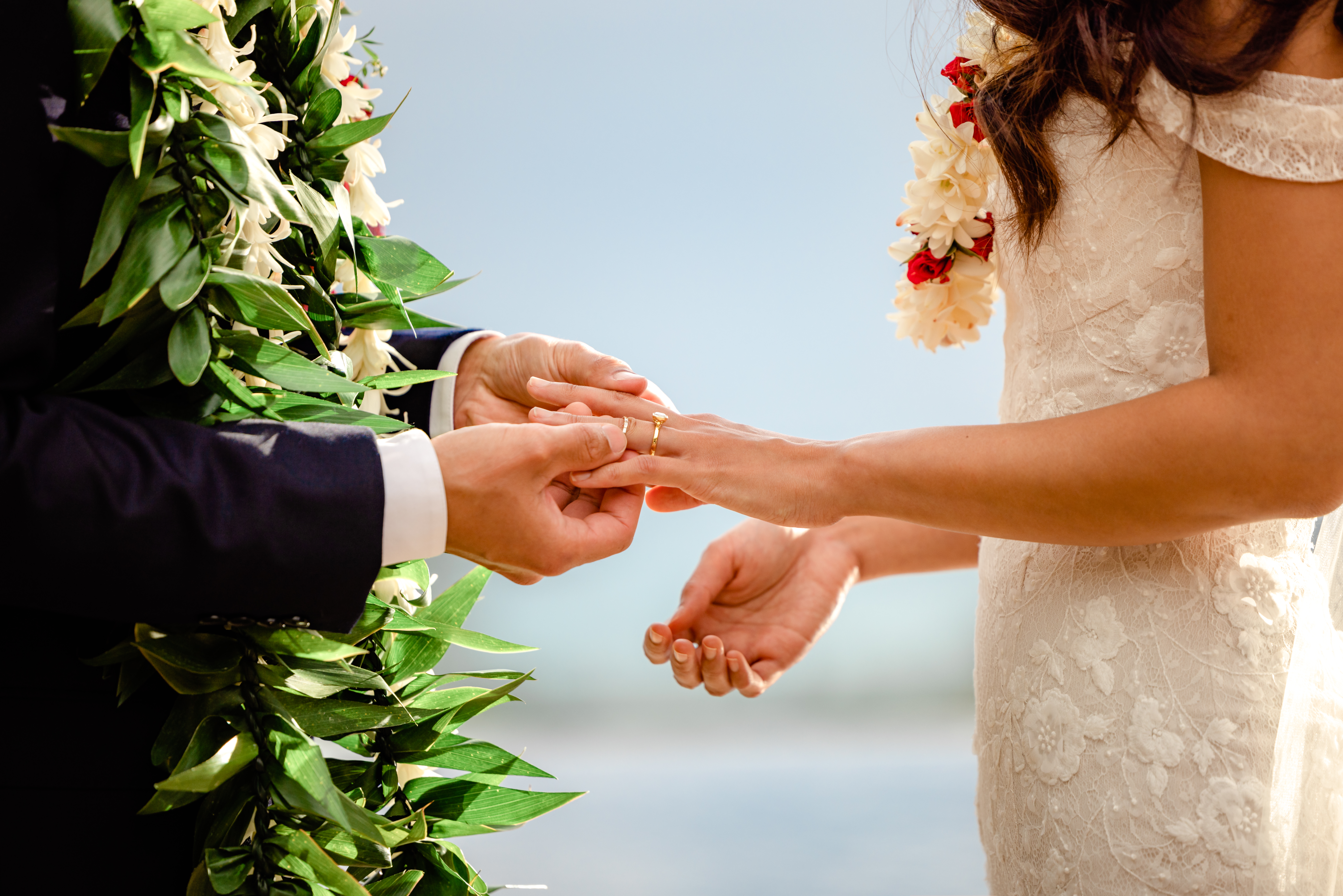 Ring exchange during a Big Island wedding