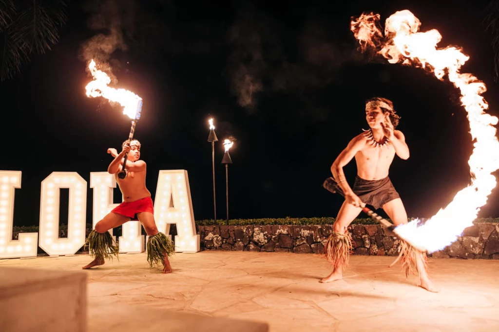Fire Knife dancers by Te `E`a o Te Turama at Big Island Venue Hale Wailele