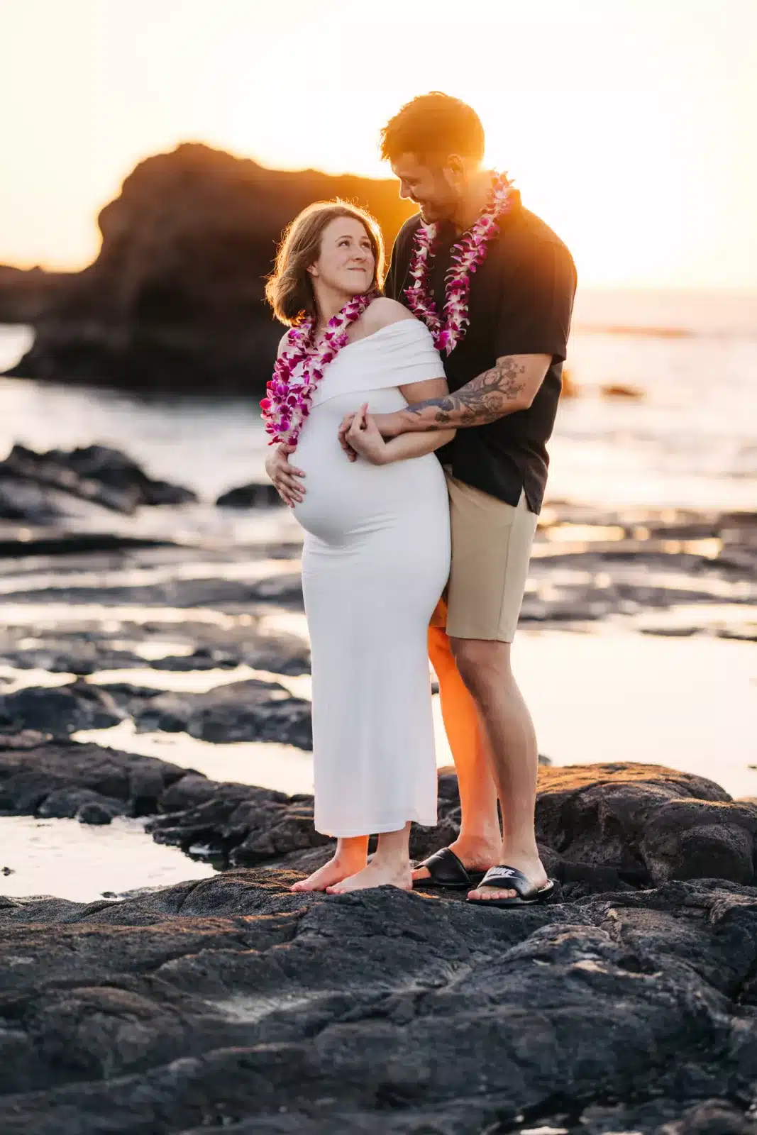 Parents to be enjoying their first moments after their Big Island elopement